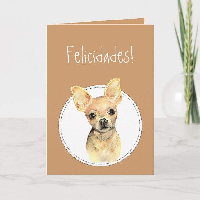Aquarell-Chihuahua, Felicidades! Karte (Vorderseite)