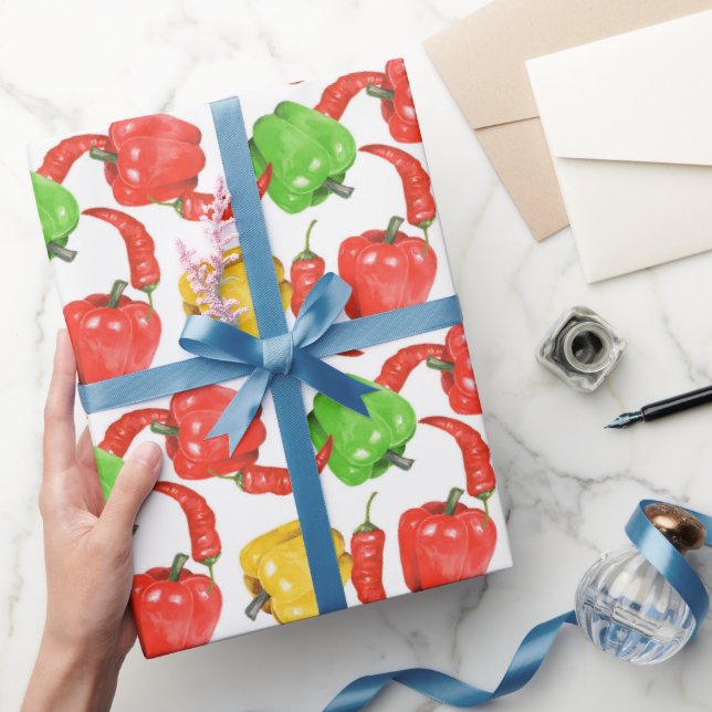 Aquarell-Chilischoten-Muster  Geschenkpapier (Schenken)