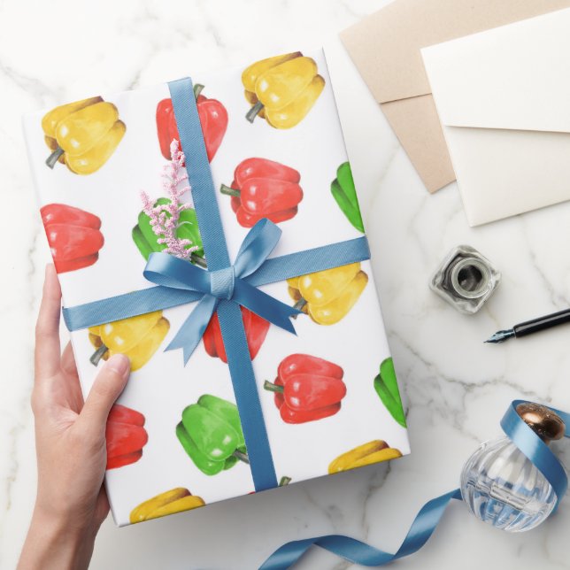 Aquarell-Chilischoten-Muster  Geschenkpapier (Schenken)