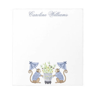 Aquarell-Chinoiserie-Affen personalisiert Notizblock
