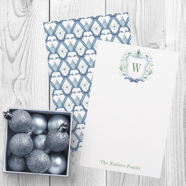 Aquarell Chinoiserie Ginger Jar Monogram Wappen Briefpapier (Von Creator hochgeladen)