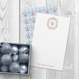 Aquarell Chinoiserie Ginger Jar Monogram Wappen Briefpapier