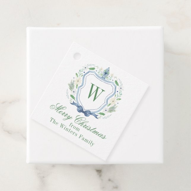 Aquarell Chinoiserie Ginger Jar Monogram Wappen Geschenkanhänger (Beispiel)