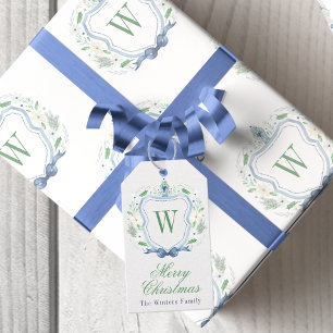 Aquarell Chinoiserie Ginger Jar Monogram Wappen Geschenkanhänger