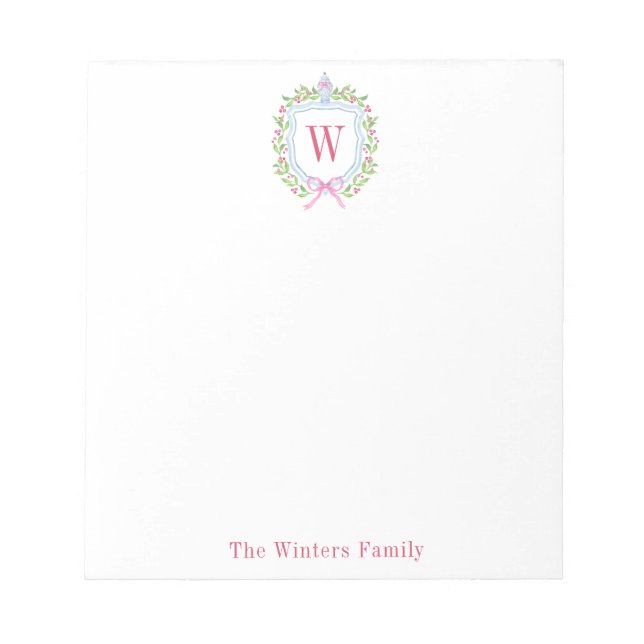 Aquarell Chinoiserie Ginger Jar Monogram Wappen Notizblock (Vorderseite)