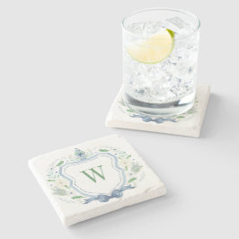 Aquarell Chinoiserie Ginger Jar Monogram Wappen Steinuntersetzer