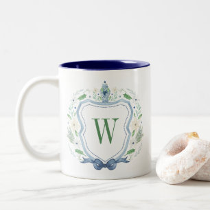 Aquarell Chinoiserie Ginger Jar Monogram Wappen Zweifarbige Tasse