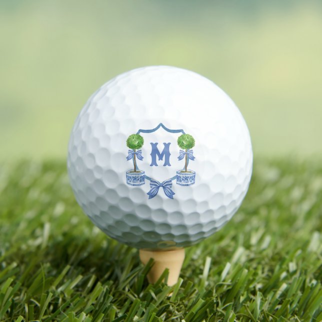 Aquarell-Chinoiserie-Topiary-Monogrammwappen Golfball (Insitu T-Shirt)