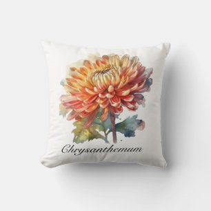 Aquarell-Chrysantheme-Herbstgarten-Akzente Kissen