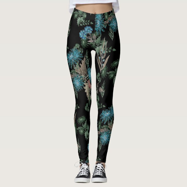 Aquarell, Chrysanthemen Leggings (Vorderseite)