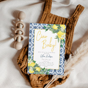 Aquarell Ciao, Baby! Italienische Lemon Baby Dusch Einladung
