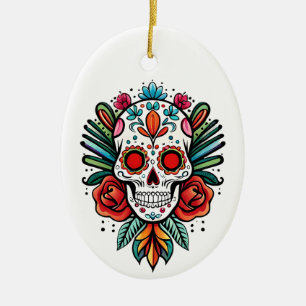 Aquarell Cinco De Mayo Bunter Zuckerschädel Keramik Ornament