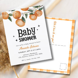 Aquarell Citrus Orange Baby Dusche Einladung Postkarte
