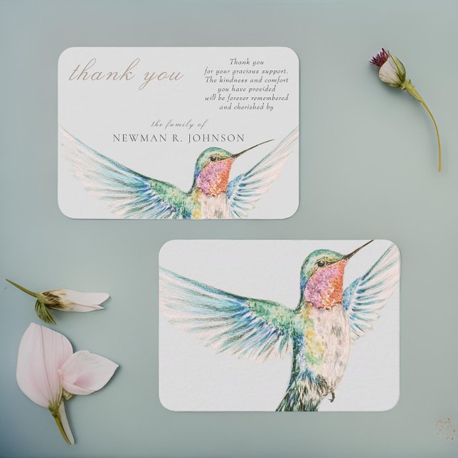 Aquarell Classic Hummingbird Memorial Vielen Dank Mitteilungskarte (Von Creator hochgeladen)