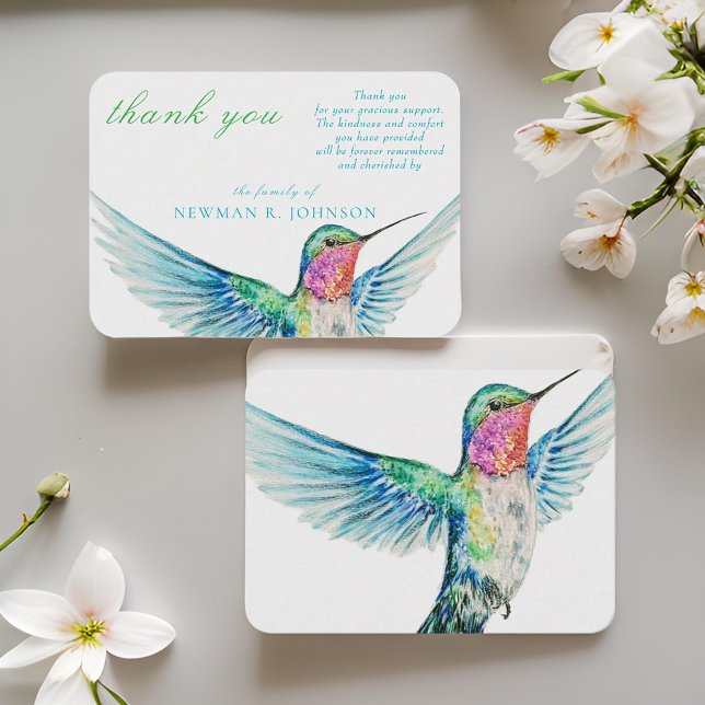 Aquarell Classic Hummingbird Memorial Vielen Dank Mitteilungskarte (Von Creator hochgeladen)