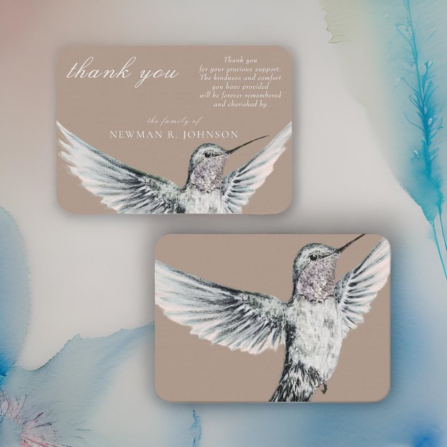 Aquarell Classic Hummingbird Memorial Vielen Dank Mitteilungskarte (Von Creator hochgeladen)