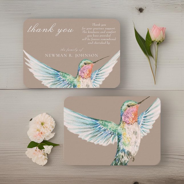 Aquarell Classic Hummingbird Memorial Vielen Dank Mitteilungskarte (Von Creator hochgeladen)