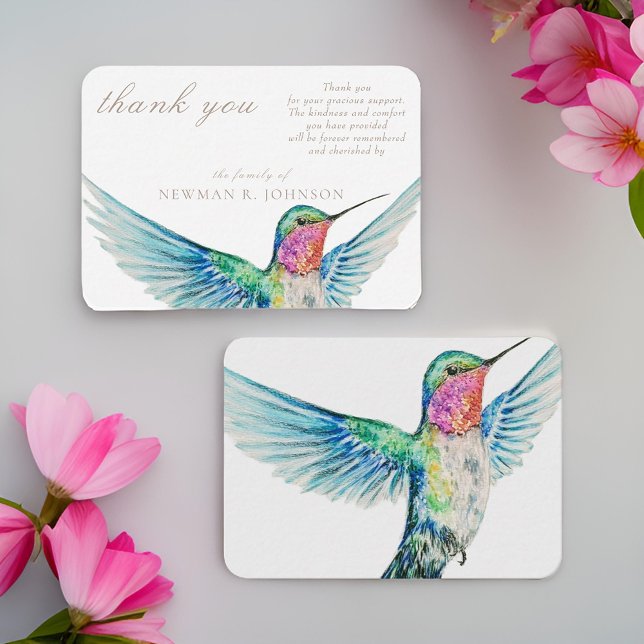 Aquarell Classic Hummingbird Memorial Vielen Dank Mitteilungskarte (Von Creator hochgeladen)
