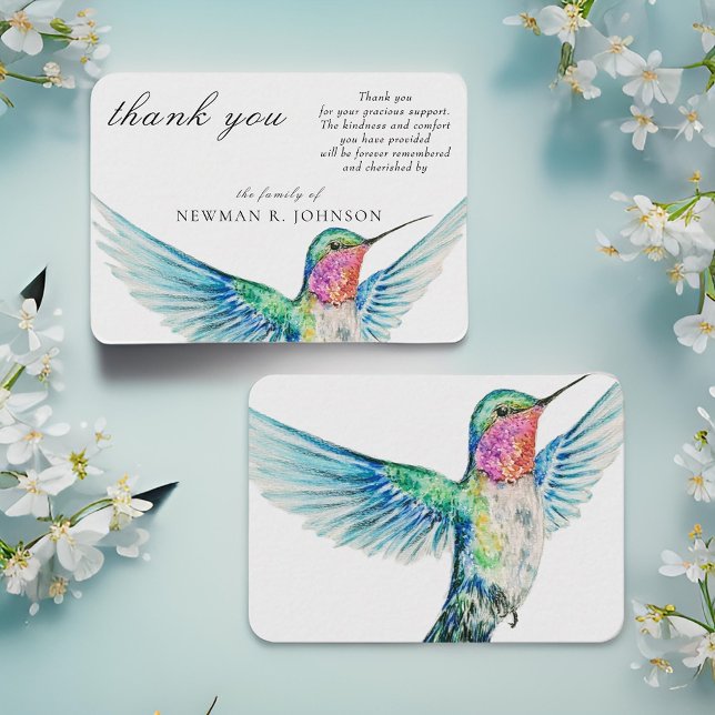 Aquarell Classic Hummingbird Memorial Vielen Dank Mitteilungskarte (Von Creator hochgeladen)