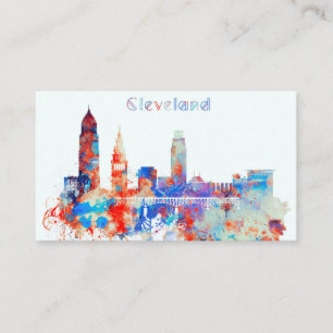 Aquarell-Cleveland-Skyline Visitenkarte