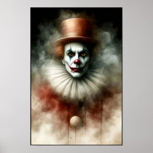 Aquarell-Clown, der in deine Seele starrt Poster