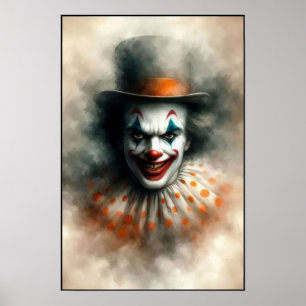 Aquarell-Clown, der in deine Seele starrt Poster
