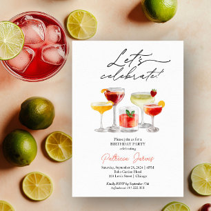 Aquarell-Cocktail-Geburtstagseinladungen Einladung