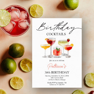 Aquarell-Cocktail-Geburtstagseinladungen Einladung