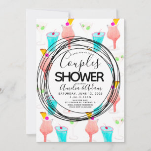 Aquarell-Cocktail-Muster-Paar-Dusche Einladung