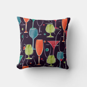 Aquarell-Cocktails, farbenfrohes Vintage-Muster. Kissen