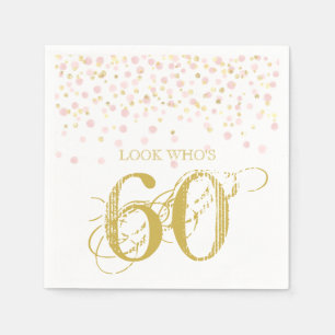 Aquarell Confetti Look, der 60 elegante Geburtstag Serviette