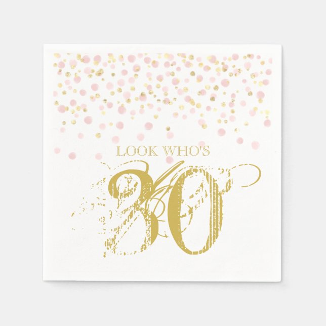 Aquarell Confetti Look Wer ist 30 elegante Geburts Serviette (Vorderseite)