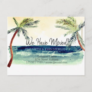 Aquarell Coole Strandpalme Bewegt Ankündigungspostkarte