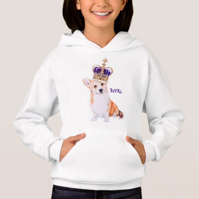 Aquarell Corgihund in der königlichen Krone Hoodie (Vorderseite)