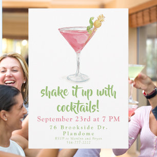 Aquarell Cosmopolitan Shake It Up mit Cocktails Einladung