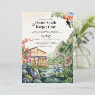 Aquarell Costa Rica Destination Hochzeit Einladung
