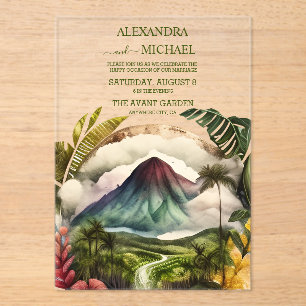 Aquarell Costa Rica Hochzeit in Urlaubsort Acryleinladungen