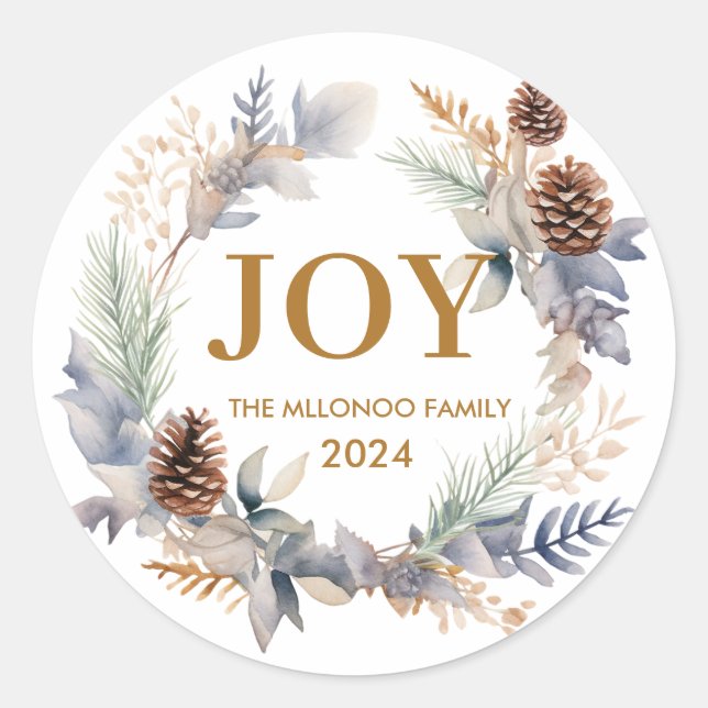 Aquarell Cosy skandinavisch Runder Aufkleber (Vorderseite)