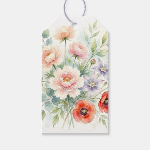 Aquarell Cottage-Garten-Wildblumenstrauß Geschenkanhänger