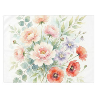 Aquarell Cottage-Garten Wildblumenstrauß Tischdecke