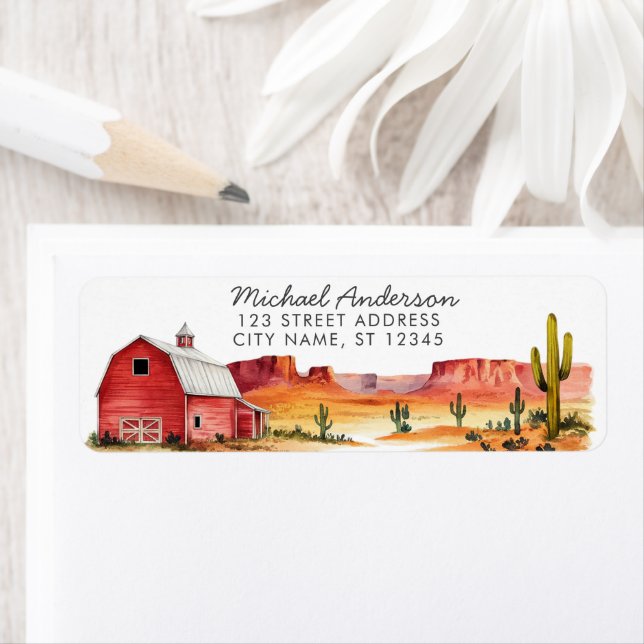 Aquarell-Cowboy-Western-Rücksendeadresse      (Insitu)