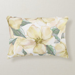 Aquarell-Creme-Blume - Neutrale Blüte Dekokissen