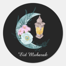 Aquarell Crescent Eid Mubarak Black Sticker