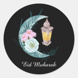 Aquarell Crescent Eid Mubarak Black Sticker