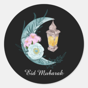 Aquarell Crescent Eid Mubarak Black Sticker