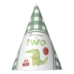 Aquarell Crocodile 2. Geburtstag Partyhütchen