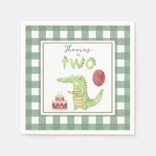 Aquarell Crocodile 2. Geburtstag Serviette
