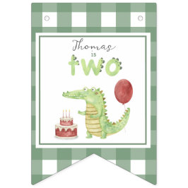Aquarell Crocodile 2. Geburtstag Wimpelkette