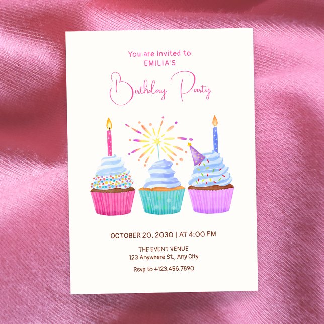 Aquarell-Cupcakes Geburtstag Einladung (Von Creator hochgeladen)