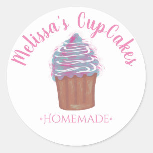 Aquarell-Cupcakes-Homemade-Bäckerei-Schreibtafel Runder Aufkleber